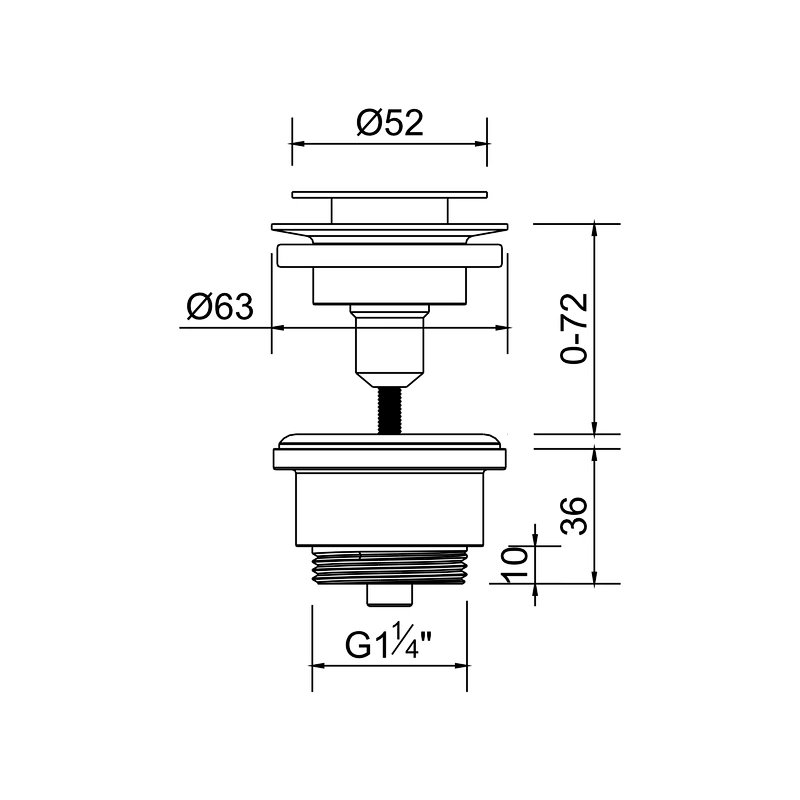 Clic-clac waste for wash basin