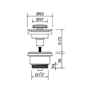 Clic-clac waste for wash basin