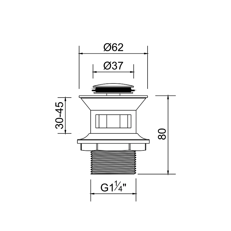 Clic-clac waste for wash basin