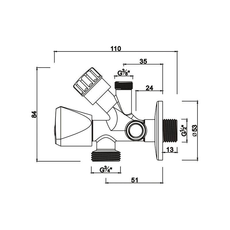 washing machine comperession angle valve