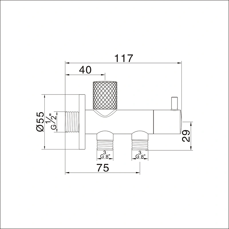 Ceramic cartridge angle valve