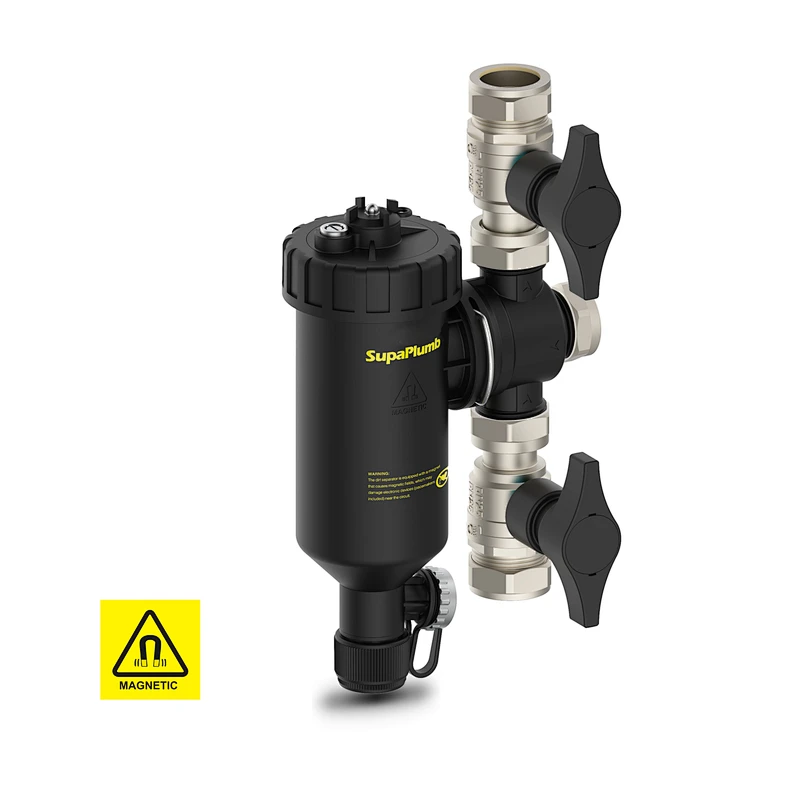 Magnetic dirt separator for heat pump, with ball valve -G1