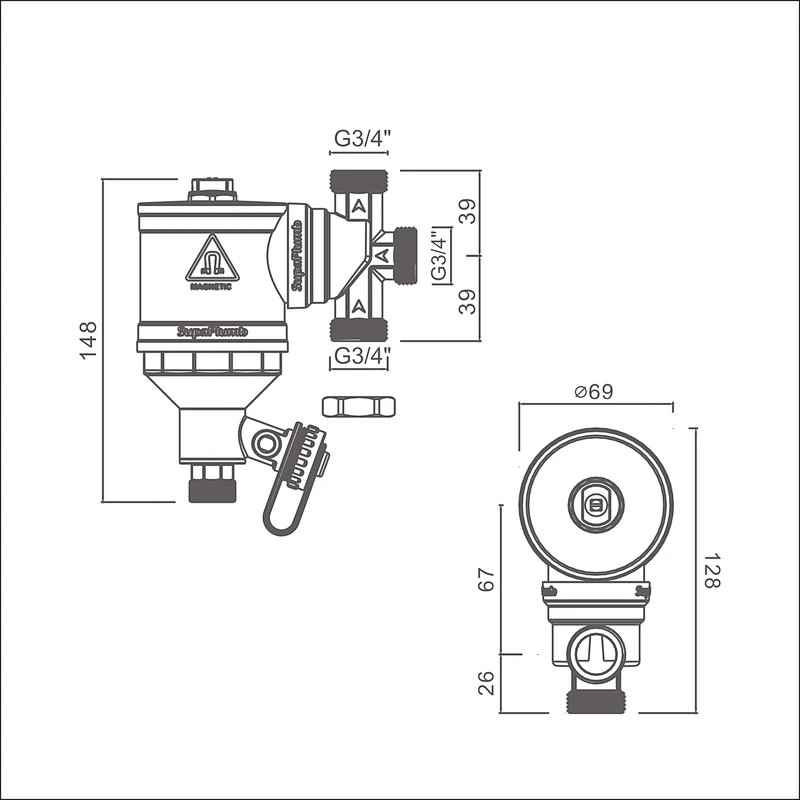 Magnetic dirt separator for heat pump