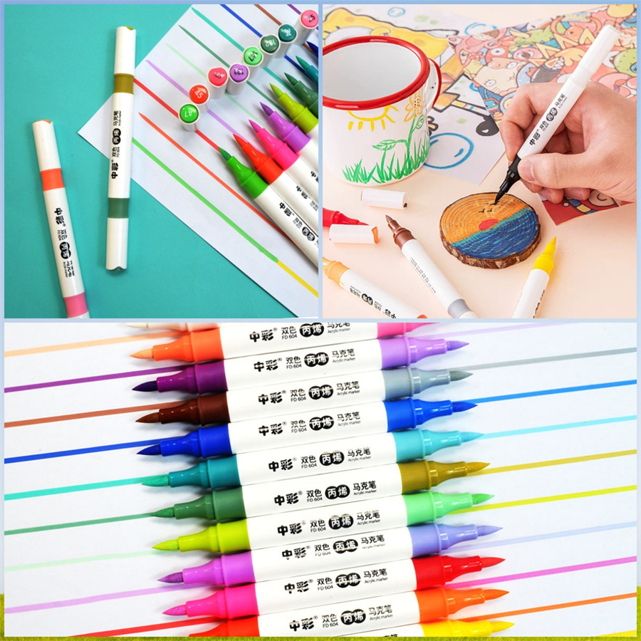 dual brush tip acrylic marker set