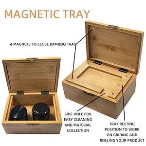 Mr Pack Custom Herb Stash Box Handmade Natural Wood Weed Stash Box Jar Hemp bamboo box With Lock