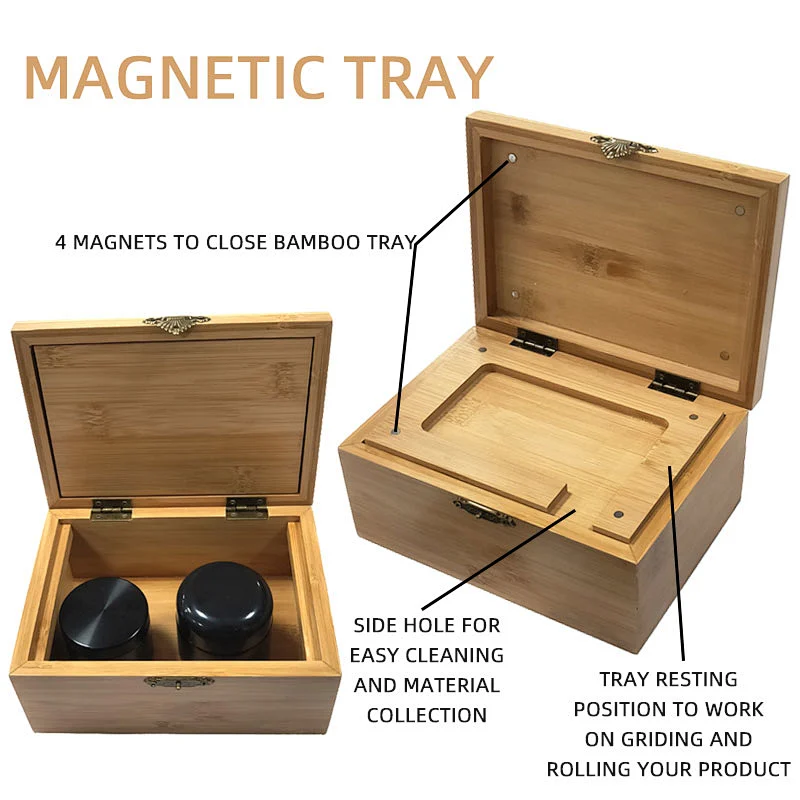 Mr Pack Custom Herb Stash Box Handmade Natural Wood Weed Stash Box Jar Hemp bamboo box With Lock