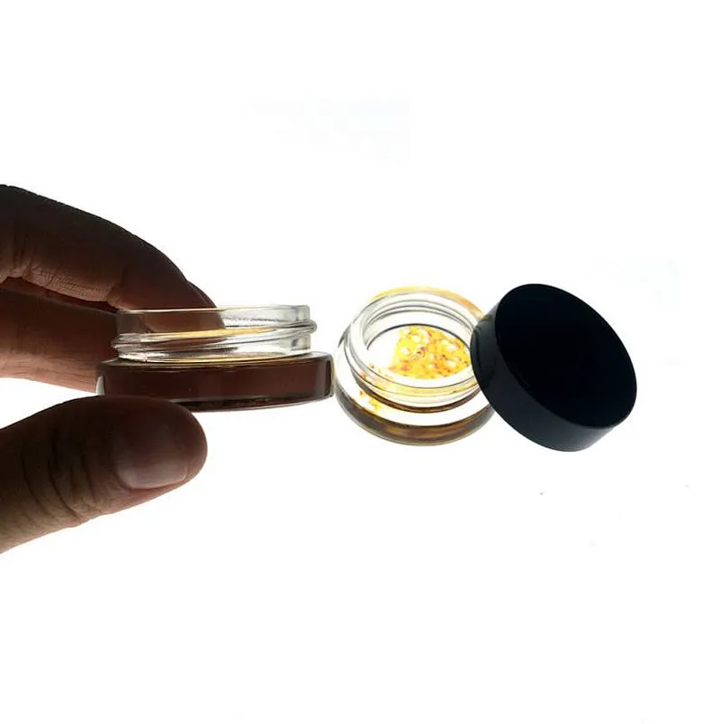 Thick bottom 3ml 5ml 9ml glass concentrator with black plastic lid