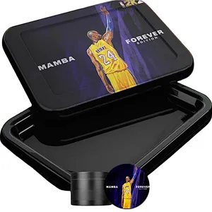 B Factory Customized Available Luxury Frosted Led Smoking Rolling Tray Factory From China Glow In The Dark Plastic LED Tray with Grinder