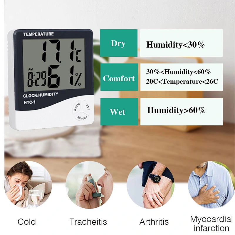 Indoor Digital C/F Thermometer Hygrometer Sensor Hygrometer Clock Desktop Weather Station Clock