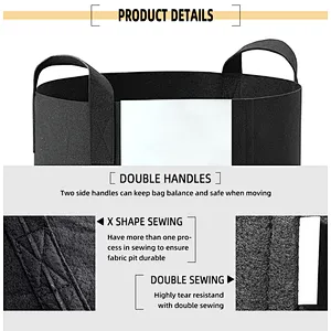 5-Pack 1 Gallon Heavy Duty Thickened Nonwoven Fabric Pots Grow Bags with Handles