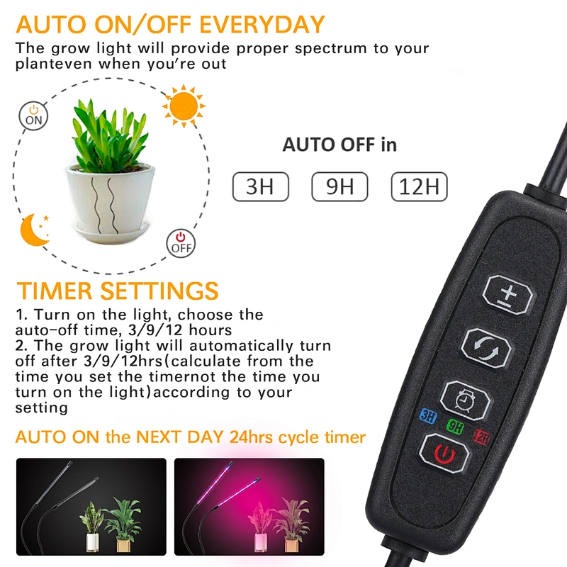 80W 4 Head Timing 80 LED 9 Dimmable Levels Plant LED Grow Lights for Indoor Plants with Red Blue Spectrum,Grow Light