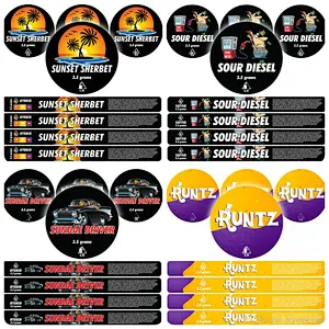 12 flavors California Connected Jungleboys Space Monkey Meds Tin Press tin Presstin Labels Stickers only stickers