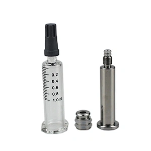 1ml Vape Oil Syringe Concentrated Oil Syringe Transparent Luer Lock Glass Syringe with Metal Plunger
