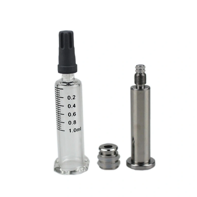 1ml Vape Oil Syringe Concentrated Oil Syringe Transparent Luer Lock Glass Syringe with Metal Plunger
