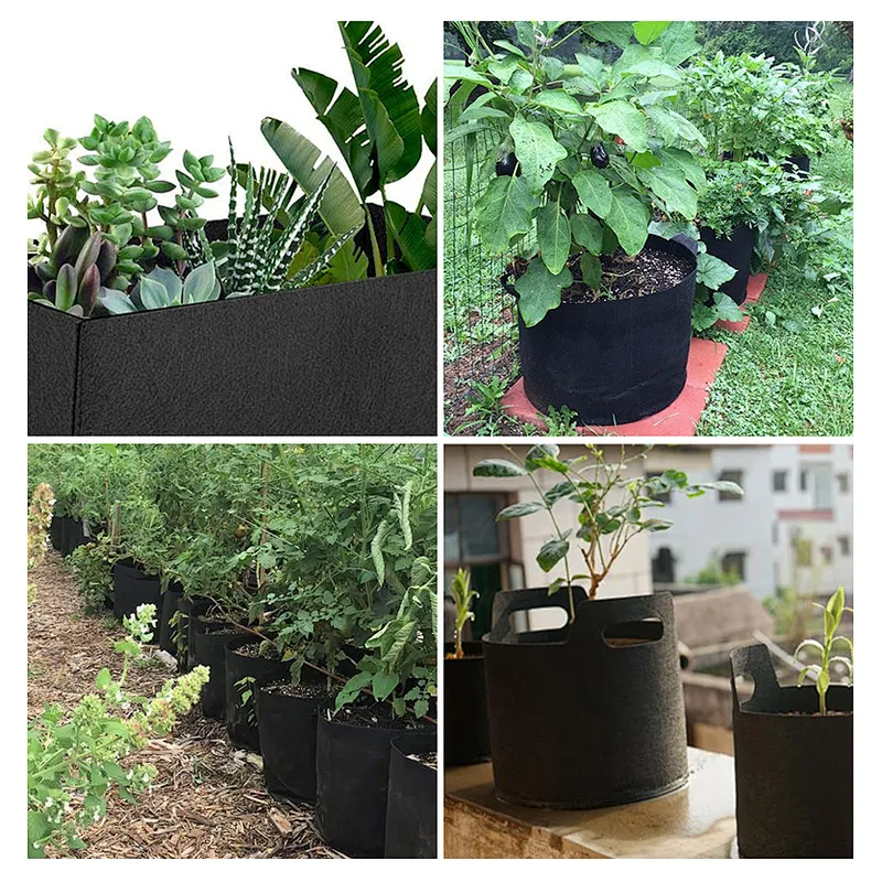 5-Pack 1 Gallon Heavy Duty Thickened Nonwoven Fabric Pots Grow Bags with Handles