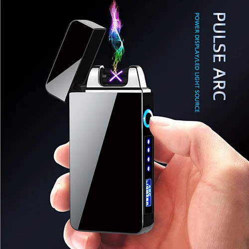 Electric Arc Lighter USB Rechargeable Lighter Windproof Flameless Plasma Lighter with Battery Indicator