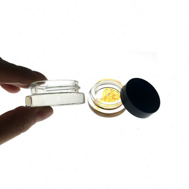 Thick bottom 3ml 5ml 9ml glass concentrator with black plastic lid