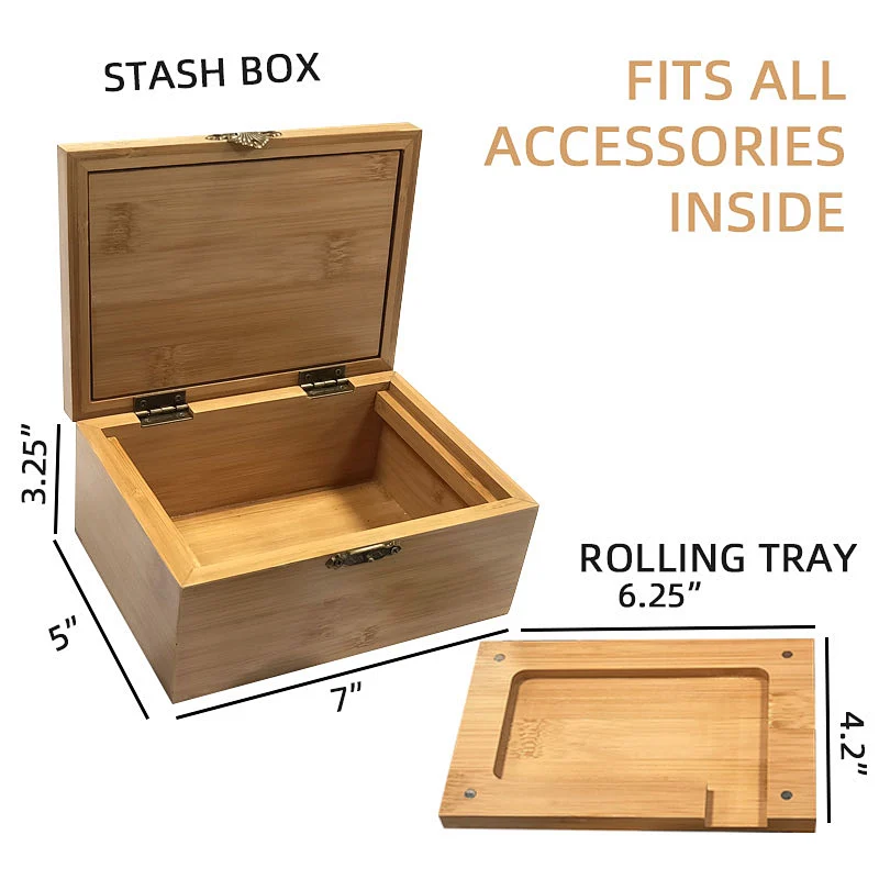 Mr Pack Custom Herb Stash Box Handmade Natural Wood Weed Stash Box Jar Hemp bamboo box With Lock