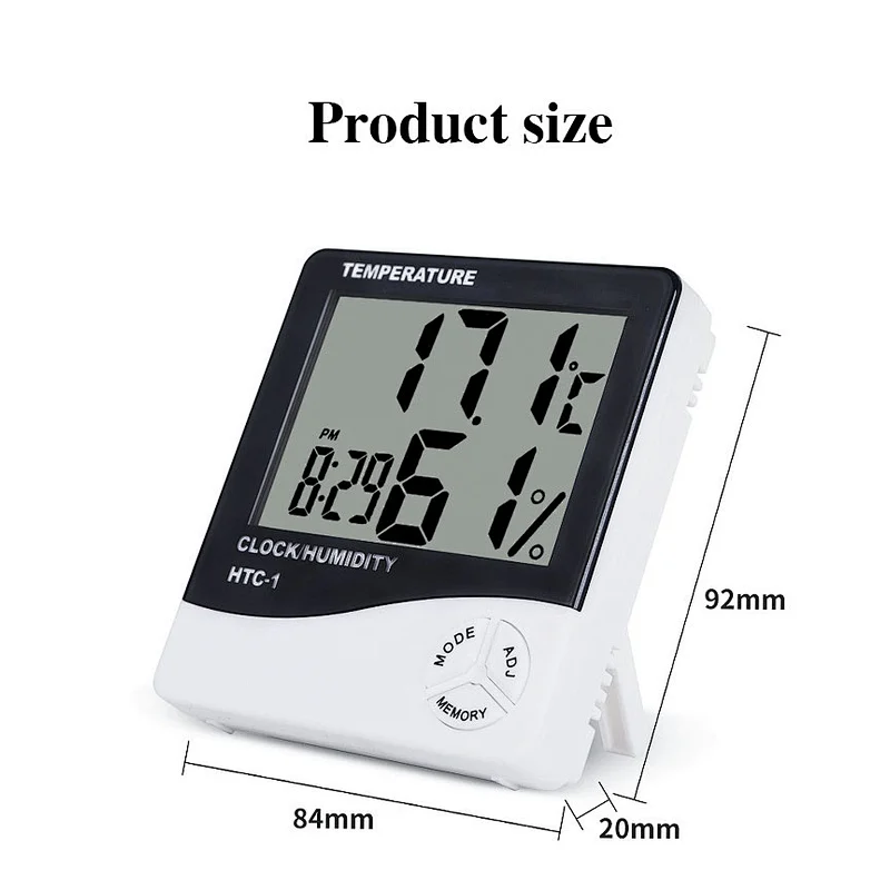 Indoor Digital C/F Thermometer Hygrometer Sensor Hygrometer Clock Desktop Weather Station Clock