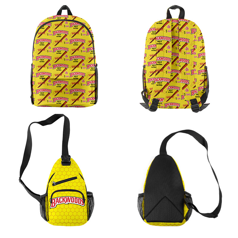 3pcs Backwoods Backpack, Backwood Print Laptop Bag Travel Shoulder Bag Book Bags for Boy Girl Men Women