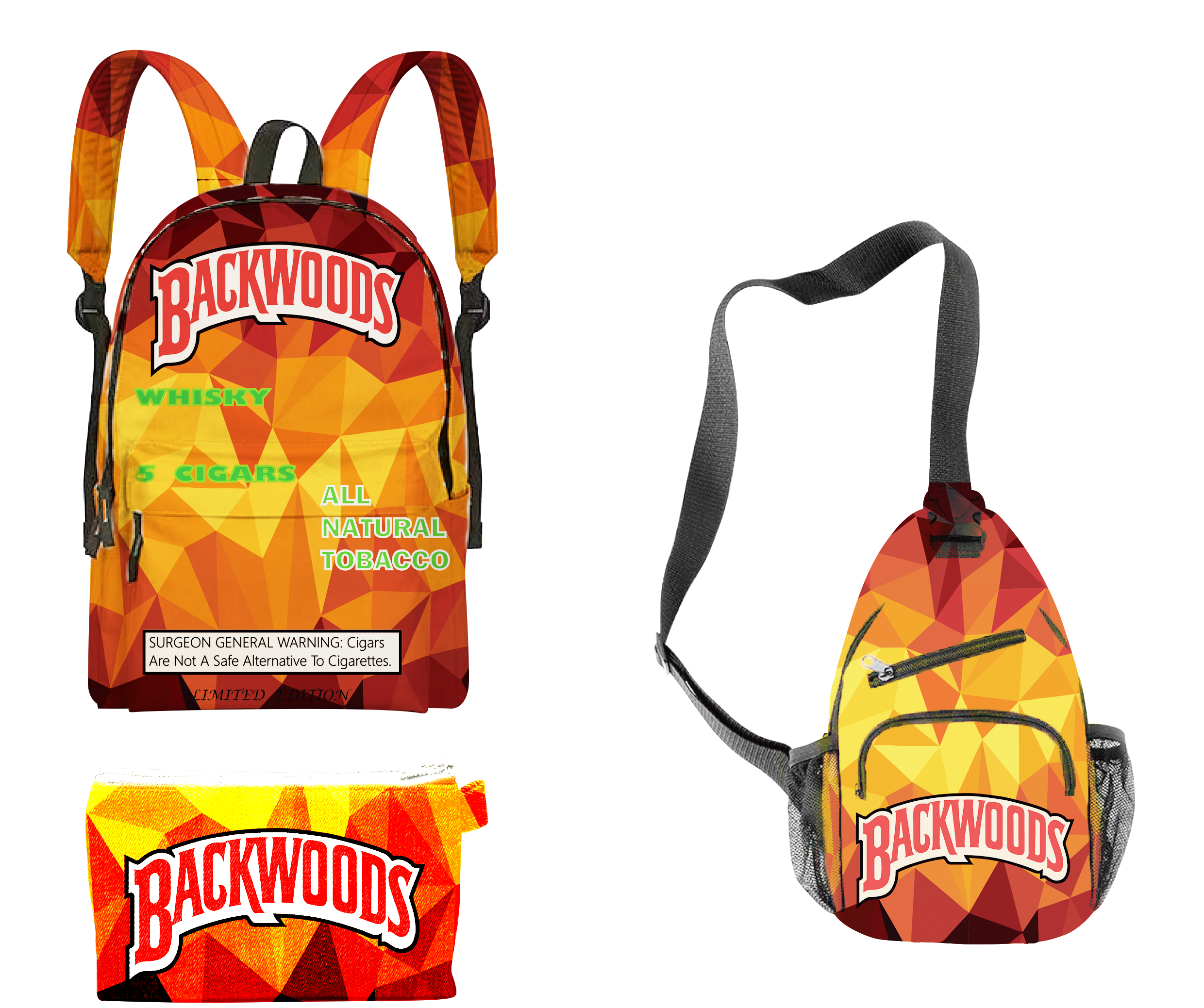 3pcs Backwoods Backpack, Backwood Print Laptop Bag Travel Shoulder Bag Book Bags for Boy Girl Men Women