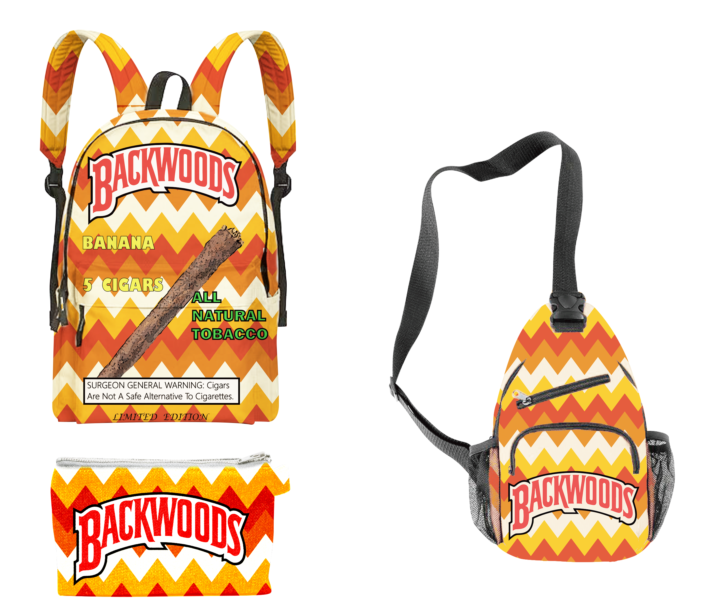 3pcs Backwoods Backpack, Backwood Print Laptop Bag Travel Shoulder Bag Book Bags for Boy Girl Men Women