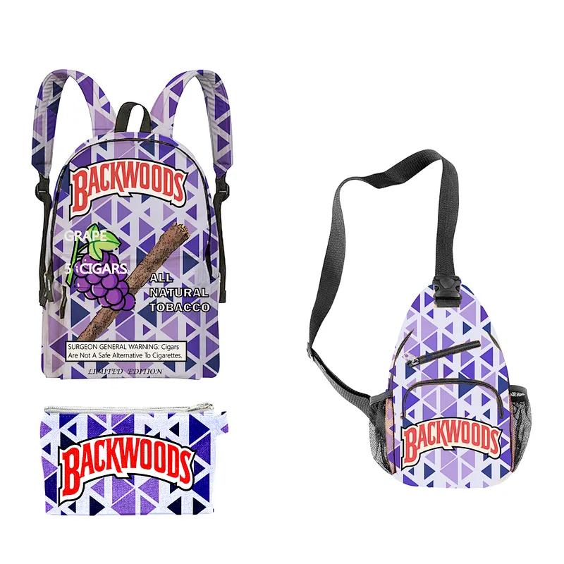Pack of 3 backpacks, Backwood printed laptop bag, travel shoulder bag, school bag