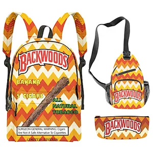 Pack of 3 backpacks, Backwood printed laptop bag, travel shoulder bag, school bag