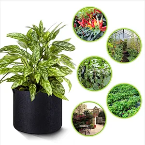 5-Pack 1 Gallon Heavy Duty Thickened Nonwoven Fabric Pots Grow Bags with Handles