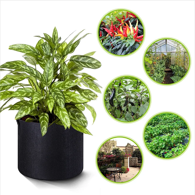 5-Pack 1 Gallon Heavy Duty Thickened Nonwoven Fabric Pots Grow Bags with Handles