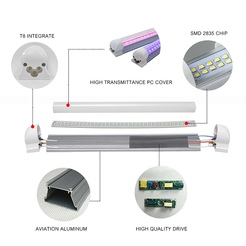 A Full Spectrum T5 LED grow light bar t8 18W 36W 1.2M 4ft for indoor plant use led plant grow lighting growing lampl tube