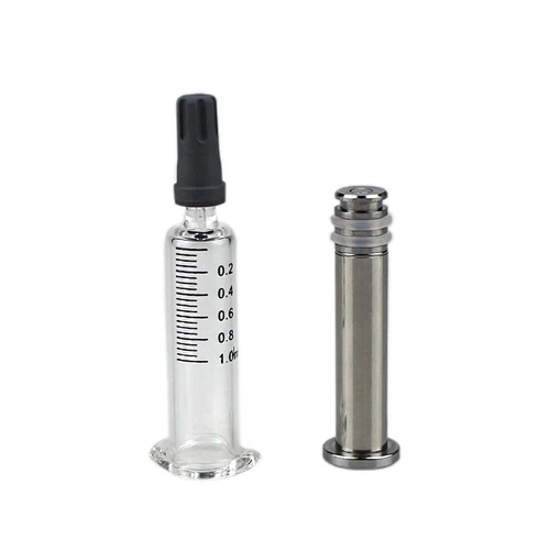1ml Vape Oil Syringe Concentrated Oil Syringe Transparent Luer Lock Glass Syringe with Metal Plunger