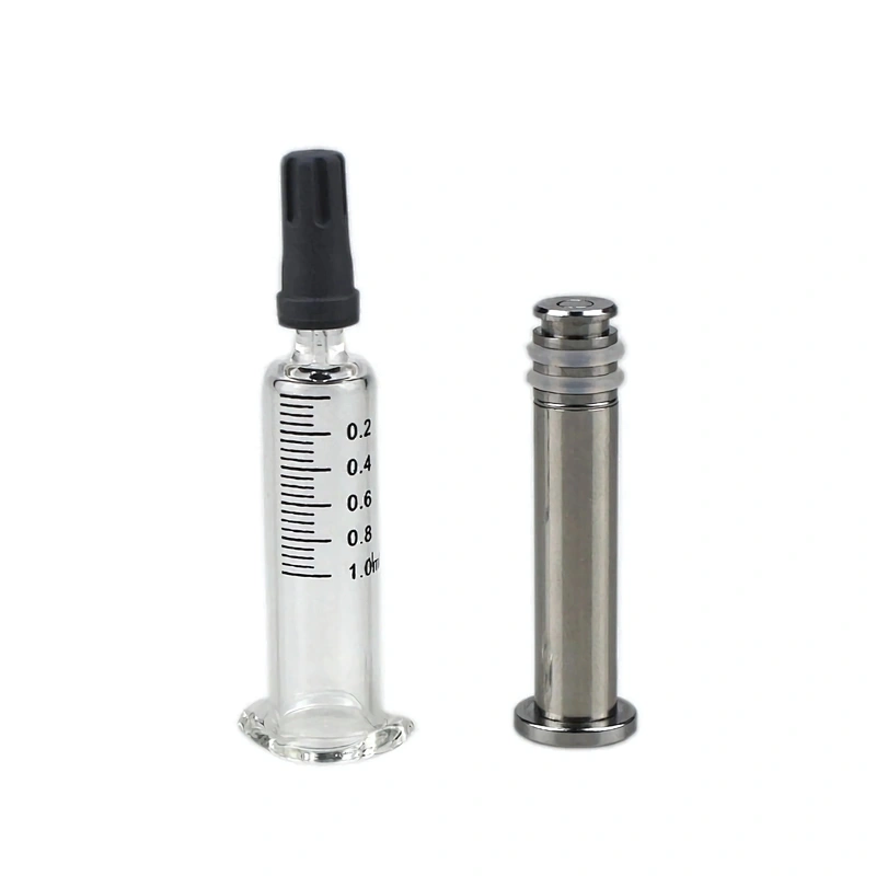 1ml Vape Oil Syringe Concentrated Oil Syringe Transparent Luer Lock Glass Syringe with Metal Plunger