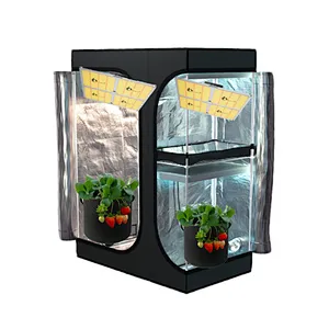 5x5ft 150x150x200 Mylar Hydroponic Grow Tent with Observation Window and Floor Tray for Indoor Plant Growing