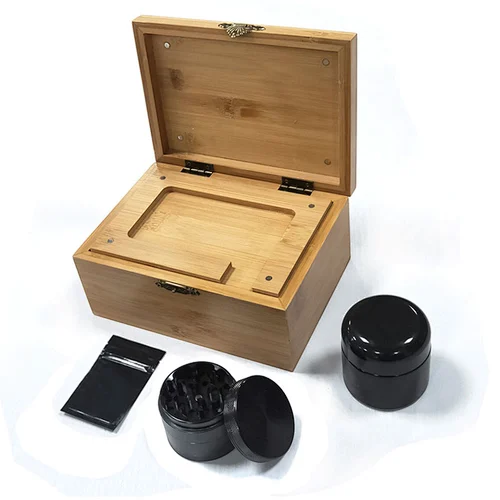 Mr Pack Custom Herb Stash Box Handmade Natural Wood Weed Stash Box Jar Hemp bamboo box With Lock