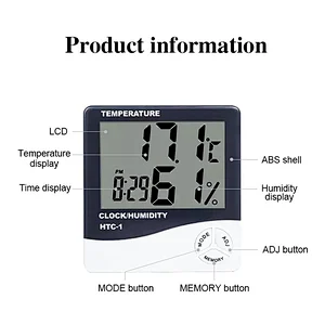 Indoor Digital C/F Thermometer Hygrometer Sensor Hygrometer Clock Desktop Weather Station Clock