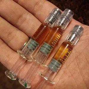1ml Vape Oil Syringe Concentrated Oil Syringe Transparent Luer Lock Glass Syringe with Metal Plunger