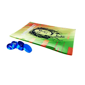 Customized tempered glass rolling tray with 4 layers vanilla grinder set wholesale