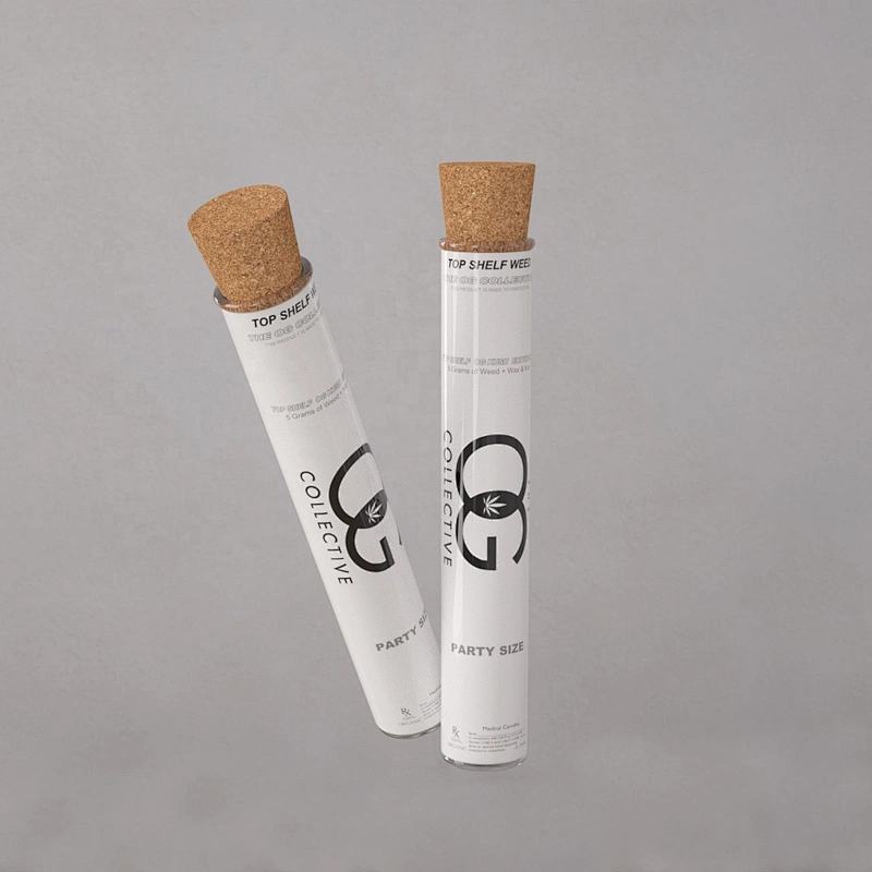 Hot Sell Pre Rolled Joint Glass Tubes Roll Containers Cork Top