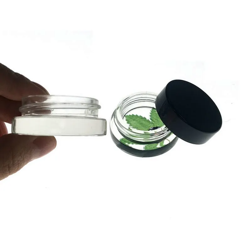 Thick bottom 3ml 5ml 9ml glass concentrator with black plastic lid