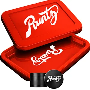B Factory Customized Available Luxury Frosted Led Smoking Rolling Tray Factory From China Glow In The Dark Plastic LED Tray with Grinder