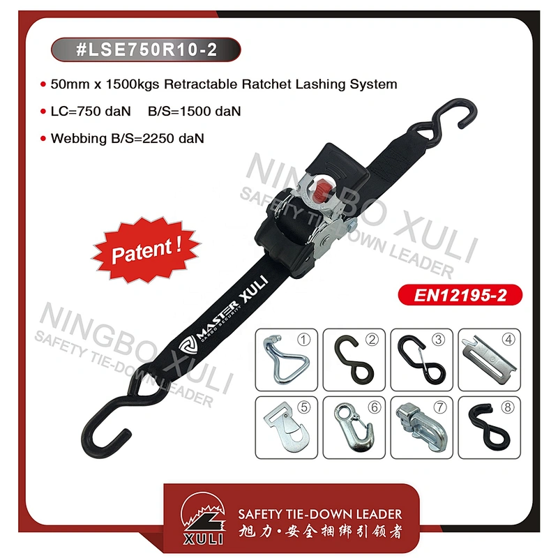 50mm x 1500kgs Retractable Ratchet tie down Lashing