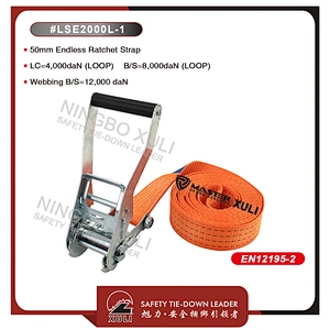 50mm BS 8 Ton in loop Endless Ratchet tie down Strap