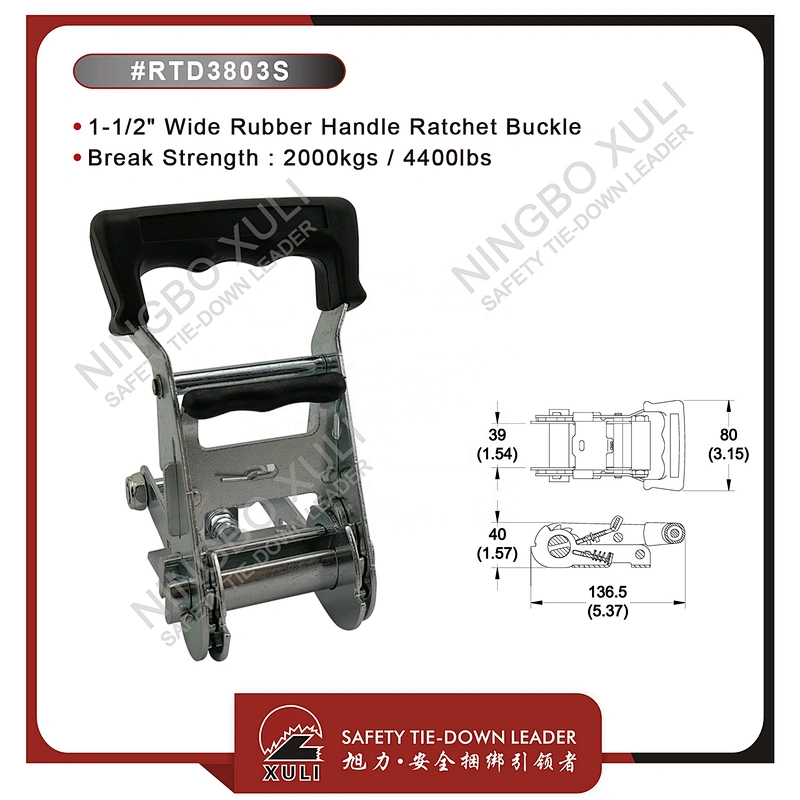 35mmx2000kgs Ratchet Buckle Wide Soft Rubber Handle for Cargo Lashing