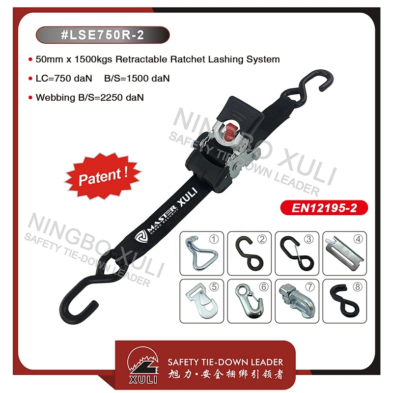 50mm x 1500kgs Retractable Ratchet Lashing System