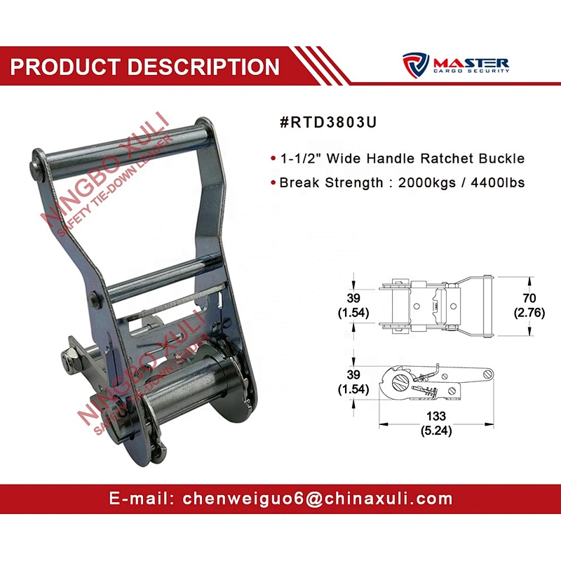 35mmx2000kgs Ratchet Buckle Wide Handle for Cargo Lashing RTD3803U