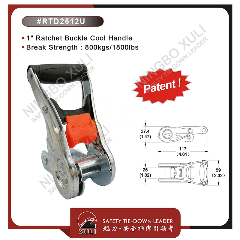 25mmx800kgs Patent Ratchet Buckle Cool Handle for Cargo Lashing RTD2512U