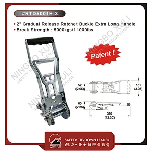 50mmx5000kgs Patent Gradual Release Ratchet Buckle Extra Long Handle for Cargo Lashing RTD5001H-3