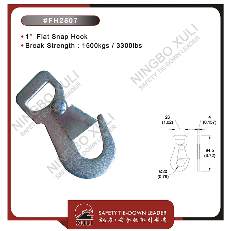 25mmx1500kgs Flat Snap Hook for Cargo Lashing