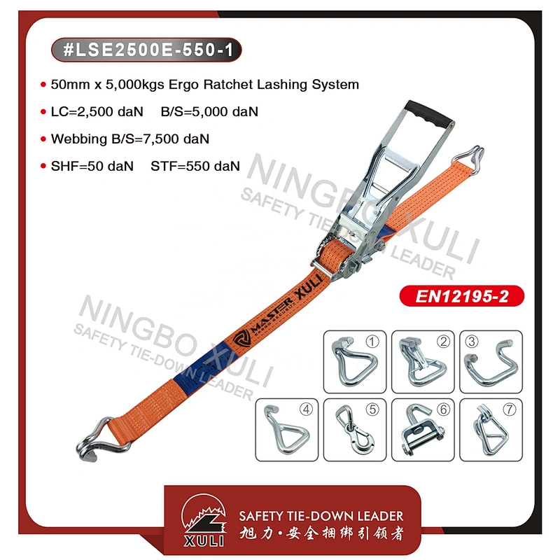 5T ERGO pull down ratchet tie-down lashing belt
